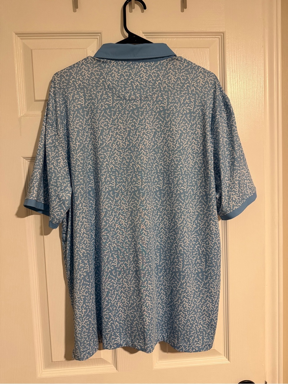Men's Light Blue Printed Polo with Contrast Trim - Picture 4 of 4